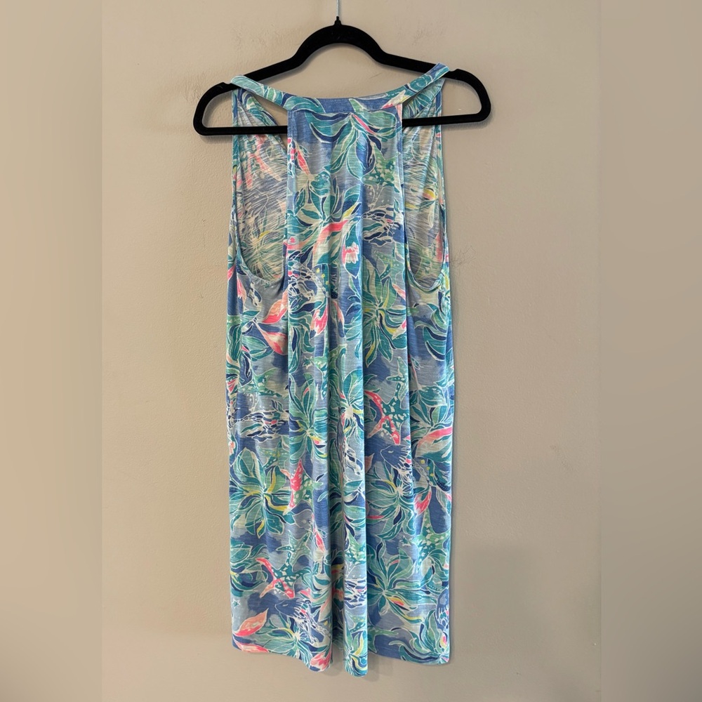 Lilly Pulitzer Shay XL Blue Floral Sleeveless V-Neck Sundress - Picture 6 of 6